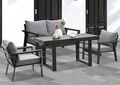 MeXo Gartenmöbel Set Alu Balkonmöbel Set Sitzgruppe Lounge Gartenset Grau