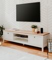 TV Lowboard weiß Eiche Artisan Flat TV Unterschrank Unterteil Stauraum Vestland