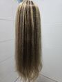 Haartopper Echthaar Bangs Balayage 60 cm 90 Gramm, 4P27 Mittelbraun Dunkelblond 