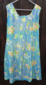 True Vintage 60er Jahre Handmade Blumen Kleid UK12 Polyester Sommer Ärmellos