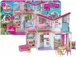 Barbie Malibu Haus mit 6 Zimmern und 25 Zubehörteilen Spielzeug Puppenhaus NEU