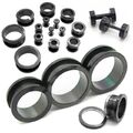 Tunnelset Set Flesh Tunnel Plug Schwarz nach Dehnstab Ohr 1,6 - 22 mm Schraub