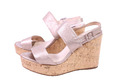 Gadea Sandaletten Keilbsatz Wedge Gr. 37 Plateau Leder gold beige Korksohle