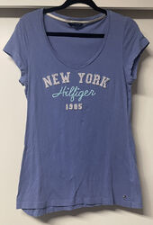 Tommy Hilfiger Shirt T-Shirt blau taubenblau Logo Gr. L ( ca 38 40 42  )