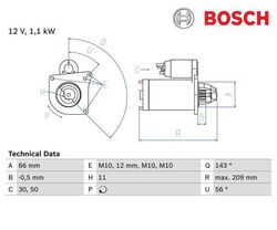 Starter BOSCH 0986025390 f�r Renault Megane III Coupe