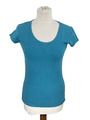 Shirt T-Shirt Damen Gr. S Türkis Blau Unifarben Kurzarm ohne Muster Sport