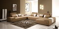 Ledersofa Sofa Polster Sitz Ecke Wohnlandschaft Couch Eckgarnitur PH376 Beige