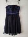 Kleid Cocktailkleid von Marie Blanc dunkelblau Gr. 38 aus Spitze und Chiffon