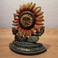 Vintage Gusseisen Sonnenblume Türstop Keil handbemalt antik