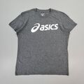 Asics Herren T-Shirt grau klein kurzärmelig großes Logo Baumwolle T-Shirt Crew-Top