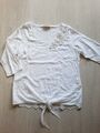 Tredy Shirt -Bluse  40 🤍 weiß T-Shirt Spitze Cut-Outs 38-40 Nähte silber 