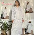 Damen  Nachthemd Langarm Hemd Pyjama Nachtwäsche Kleid 100% Baumwolle- M Bis 3XL