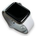 Apple Watch Series 4, 40mm Edelstahl Case Cellular Weißes Band Smartwatch G2