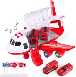 Transport Frachtflugzeug Auto Spielzeug Spielset 4 Autos 1 Hubschrauber Kinder