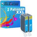 2x Patrone Cyan für Canon Pixma MG5140 MG5150 MG5240 MG5250 MG5340 CLI-526