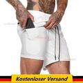 Herren Sport Shorts Laufshorts 2 in 1 Kurze Running Sporthose Fitness Training