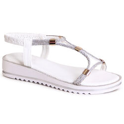 Damen Riemchen Sandalen Glitzer Plateau Keilabsatz Sandaletten Trendy