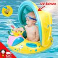 Aufblasbar Baby Schwimmring mit Sonnendach Schwimmreifen Schwimmen Babysitz Ring