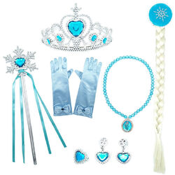 Eiskönigin Prinzessin Elsa Kleid Frozen Kostüm Eisprinzessin Set aus 4 Zubehör