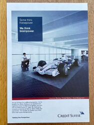 Credit Suisse BMW Sauber Formel 1 F1 Original 2008 Vintage Advert Werbung