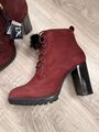 Caprice Kurzschaftstiefel Stiefeletten Stiefel aus feinstem Nubuk in Bordeaux