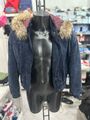 G Jacke aus Leder Gebraucht Frau Tg44 Blau LLV537