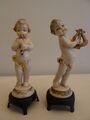 Paar DEPOSE Cherubs spielen Musikinstrumente - Leier & Oboe - 10 cm hoch