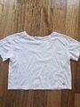 H&M Mädchen T-SHIRT Top Kurzarm Gr. 134/140 Weiß mit Spitze Shirt w. NEU 