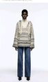 Kuscheliges Poncho Hoodie Zara, Grau aus Jaquard Strick, in Gr. M