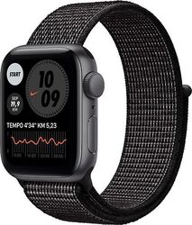 Apple Watch SE 44 mm Aluminiumgehäuse space grau am Nike Sport Loop schwarz [Wi-Gut: Deutliche Gebrauchsspuren, voll funktionstüchtig