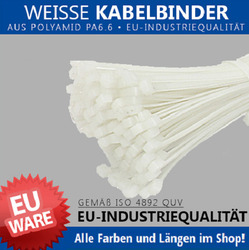 KABELBINDER Ø 2,6 3,6 4,8 7,8 9,0 12,6 Schwarz - Natur - 15 verschiedene Farben100% EU WARE - TOP - INDUSTRIEQUALITÄT - Mit Rechnung