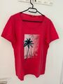 S.Oliver T-Shirt pink Statement Thema beach Palme Print 40 neuwertig Basic