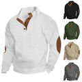 Herren Basic Pullover Strickpullover Knopf Stehkragen &Sweater Sweatshirt Knopf