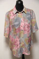 alte bunte Blumenmuster retro Bluse rosa blau Blüten Gr. L floral