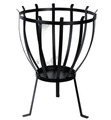 Esschert Design Feuer Eimer Schale Stelle Korb schwarz Metall rund Garten Griff