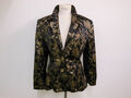 Vintage Damen Blazer Jacke Blumen Stickerei Schwarz/Gold  GR 38/40