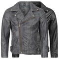 Jacke Lederjacke Herren Motorradjacke Biker-Jacke Schwarz Echtlederjacke H-182