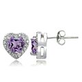 Sterlingsilber 1.35ct Amethyst Und Weiß Topas Herz Stecker Ohrring