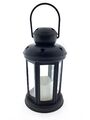 Laterne LED Timer Kerze Flamme H15cm schwarz Sterne Garten Windlicht Kunststoff