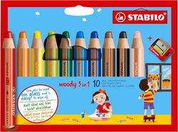 Buntstift, Wasserfarbe & Wachsmalkreide - STABILO woody 3 in 1 - 10er Pack mit