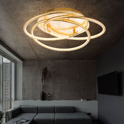 Wohnzimmerleuchte Deckenlampe Designleuchte LED Aluminium Ringe gold satiniert