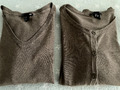 H&M TWINSET Feinstrick Pullover+ Jacke grau-braun Gr. XS / S