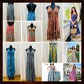 10 Stck. Damen Abend Sommerkleid indisch Sari Seide lang Maxi böhmisch magisc...