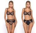 BH Set schwarz Bügel BH String Slip transparent Dessous Unterwäsche PariPari