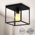 Retro-Deckenlampe schwarz-matt eckig 22x22cm Metall 1-flammig E27 LED Leuchte