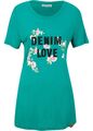 Neu T-Shirt mit Druck Gr. 44/46 Dunkelblau Damen Kurzarmshirt Top Bluse Tunika