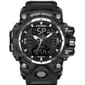 Chronograph Herren Armbanduhr Analog beleuchtet Licht Mit Datum Digital Schwarz