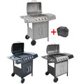 Gasgrill 4+1 Brenner BBQ Standgrill Grillwagen Barbecue Gartengrill Seitenkocher