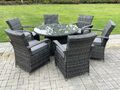 Fimous Rattan Gartenmöbel Essgarnituren Tisch und Stuhl Set Dunkelgrau Mix