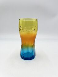 McDonalds Coca Cola Glas Bunt Transparent  Mc Donalds Sammeln Gelb Blau